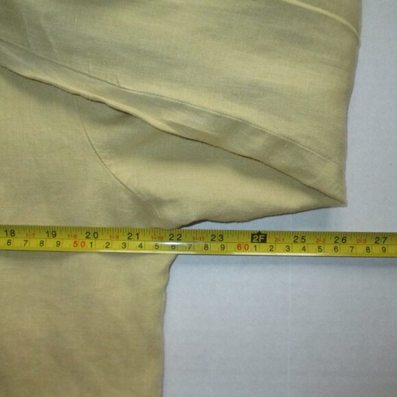 Chicos Design Women's Jacket Sz 2 100% Linen Full Zip Yellowl Bomber Pockets - Picture 8 of 11
